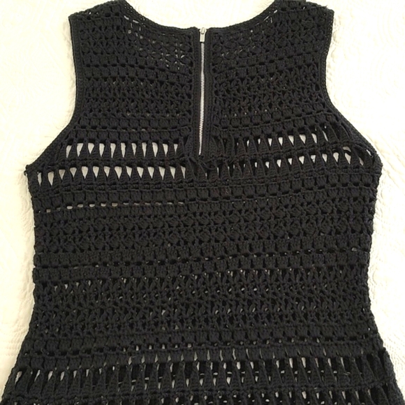 Calvin Klein Black Sleeveless Crochet Dress w/ Under Dress/ Size M - Picture 6 of 11
